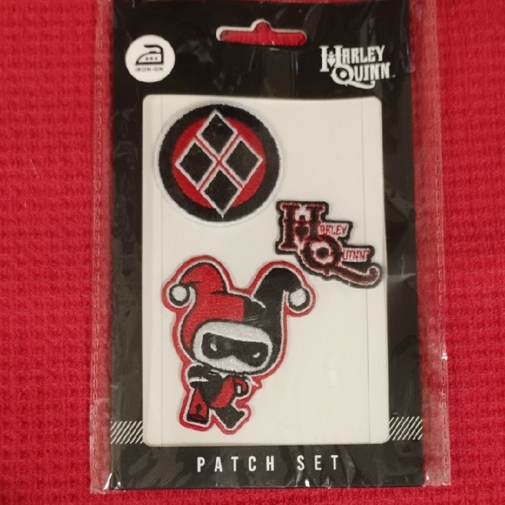 Harley Quinn 3-Piece Iron-On Patch Set NWT